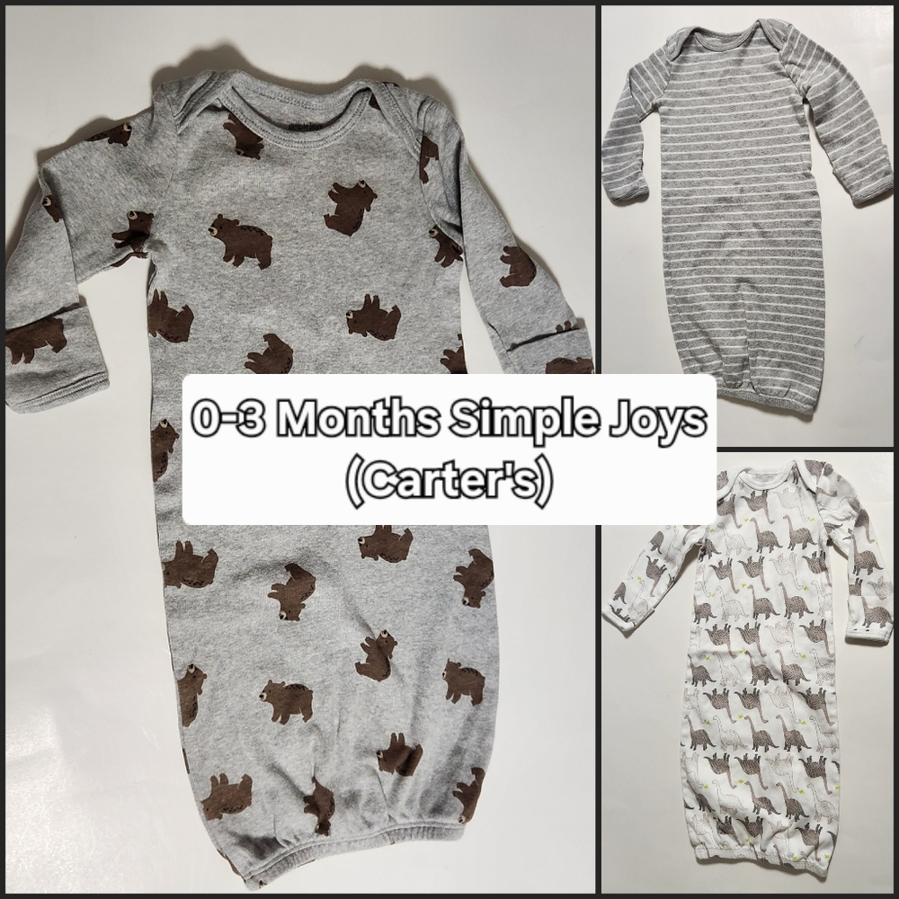 0-3 Months Baby Sleeper Gowns Sleep Sack Simple Joys By Carter's 3 Pieces